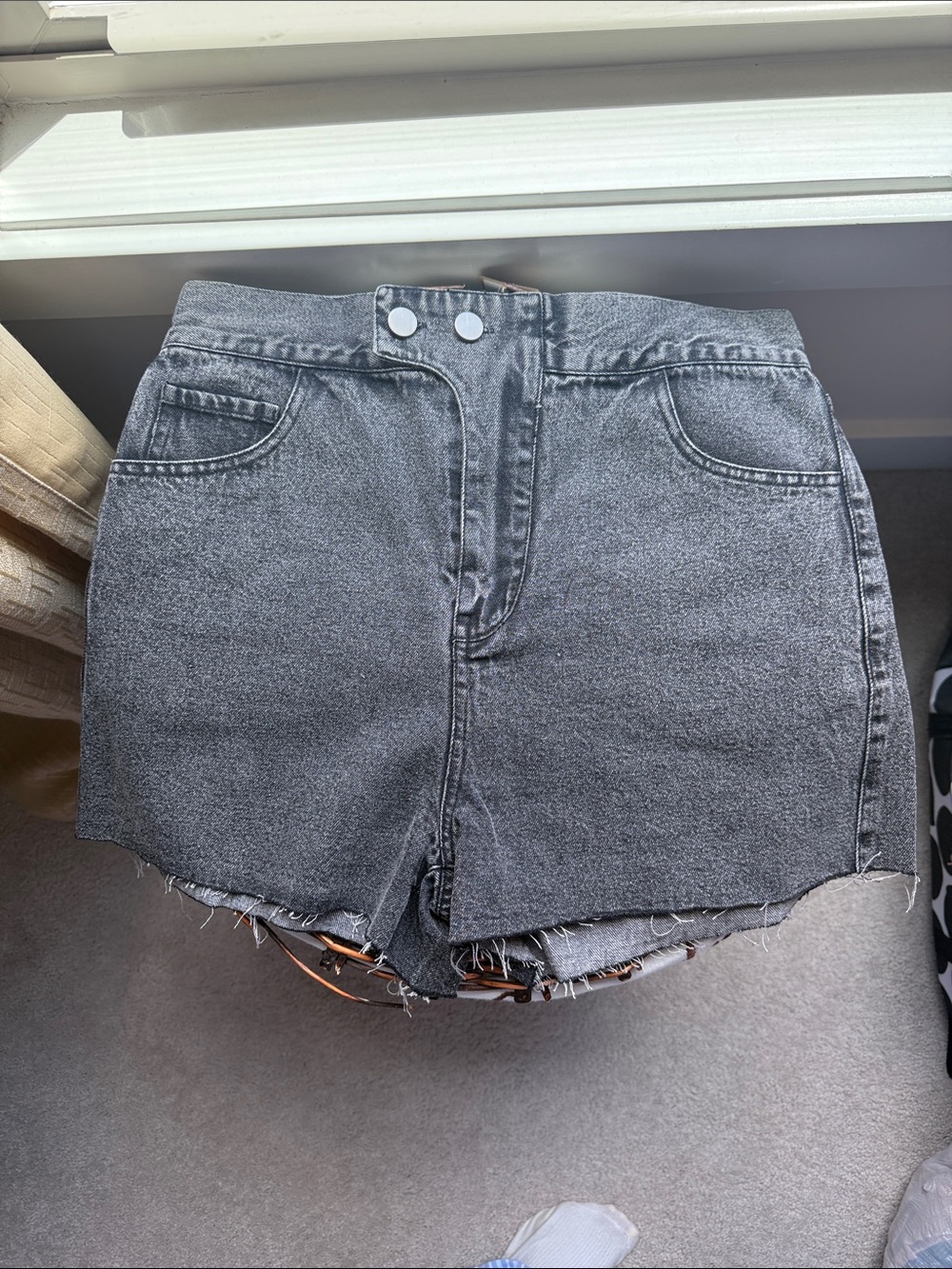 Black Washed Denim Jean Shorts